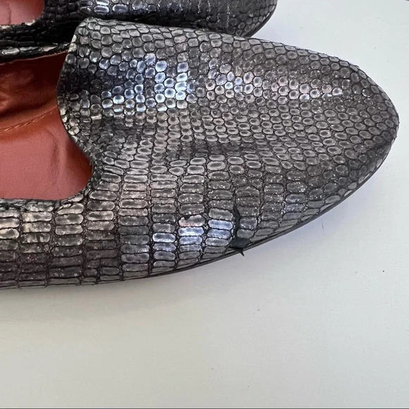 Lanvin Pewter Metallic Textured Loafer Ballet Flat - Picture 12 of 12